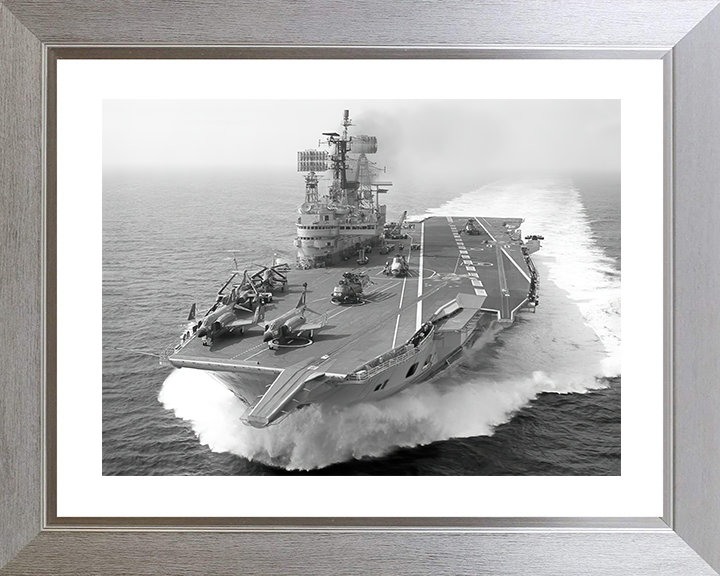 HMS Ark Royal (R09) Royal Navy Audacious Class Aircraft Carrier Underway Photo Print Wall Art Decor Posters, Prints, & Visual Artwork Hampshire Prints 10 x 8 Silver Frame Yes