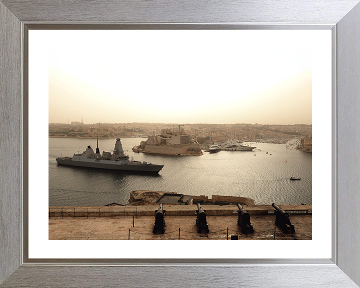 HMS Defender (D36) Photo Print - Enters Valletta 2014 - Royal Navy Type 45 Destroyer Posters, Prints, & Visual Artwork Hampshire Prints 10 x 8 Silver Frame Yes