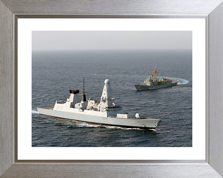HMS Diamond (D34) Royal Navy Type 45 Destroyer HMAS Melbourne Photo Print Wall Art Decor Posters, Prints, & Visual Artwork Hampshire Prints 10 x 8 Silver Frame Yes