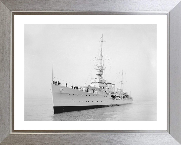 HMS Despatch (D30) Photo Print - Port Bow View - Royal Navy Danae Class Cruiser Hampshire Prints 10 x 8 Silver Frame Yes