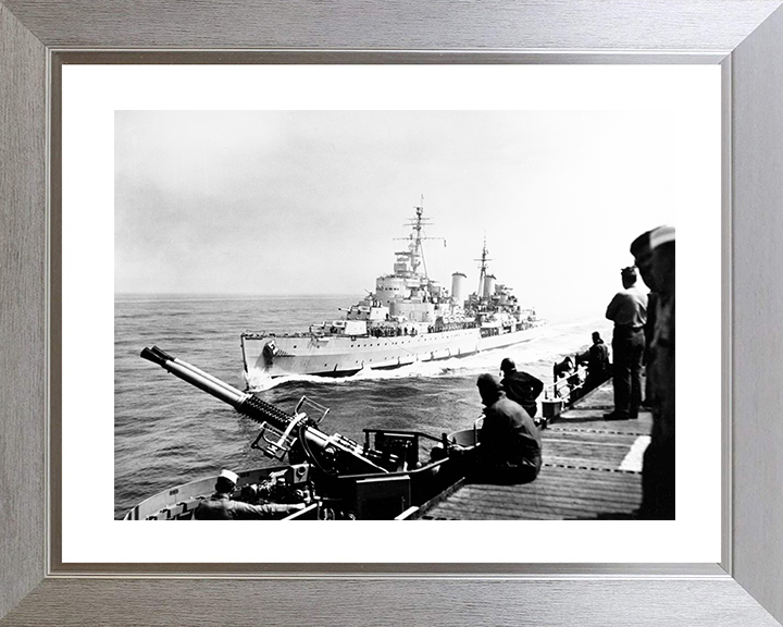 HMS Belfast (C35) Photo Print - At Sea 1952 - Royal Navy Town Class Light Cruiser Hampshire Prints 10 x 8 Silver Frame Yes