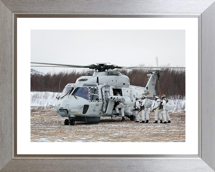 Royal Marines board a Royal Netherlands Marine Corps NH90 Helicopter Photo Print 40 Commando Wall Art Military Posters, Prints, & Visual Artwork Hampshire Prints 10 x 8 Silver Frame Yes