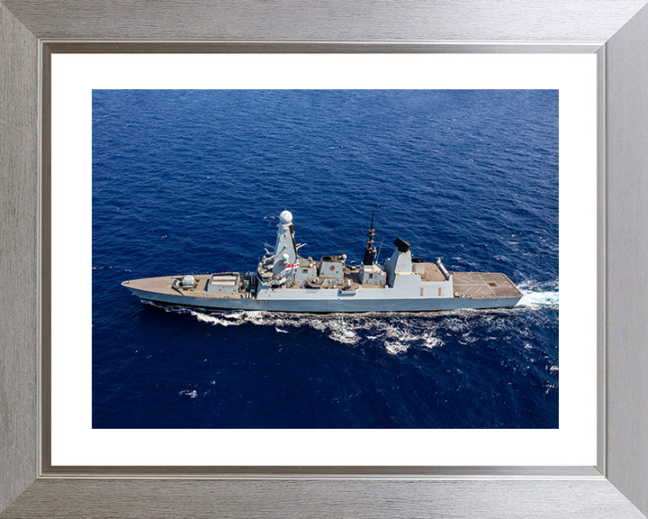 HMS Duncan (D37) Royal Navy Type 45 Destroyer Underway From Above Photo Print Wall Art Decor Posters, Prints, & Visual Artwork Hampshire Prints 10 x 8 Silver Frame Yes
