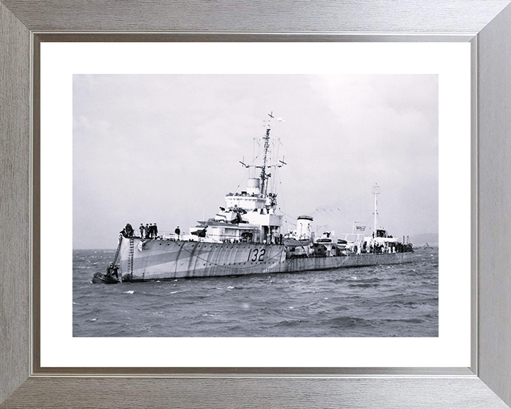 HMS Versatile (I32) Photo Print - At a Buoy 1943 - Royal Navy Admiralty V Class Destroyer Posters, Prints, & Visual Artwork Hampshire Prints 10 x 8 Silver Frame Yes