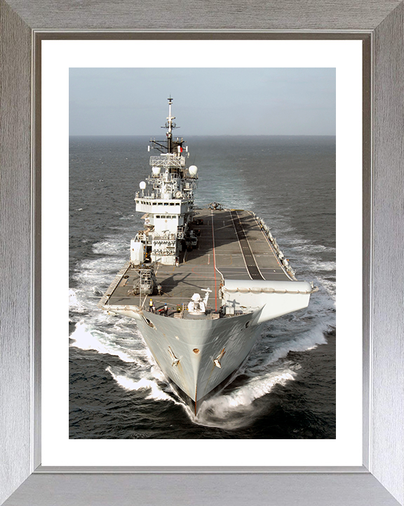HMS Illustrious (R06) Photo Print - Joint Warrior 2008 - Royal Navy Invincible Class Aircraft Carrier Hampshire Prints 10 x 8 Silver Frame Yes