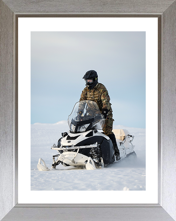 Royal Marine Commando Drives an Oversnow Reconnaissance Vehicle Photo Print in Norway Marines Wall Art Military Decor Posters, Prints, & Visual Artwork Hampshire Prints 10 x 8 Silver Frame Yes