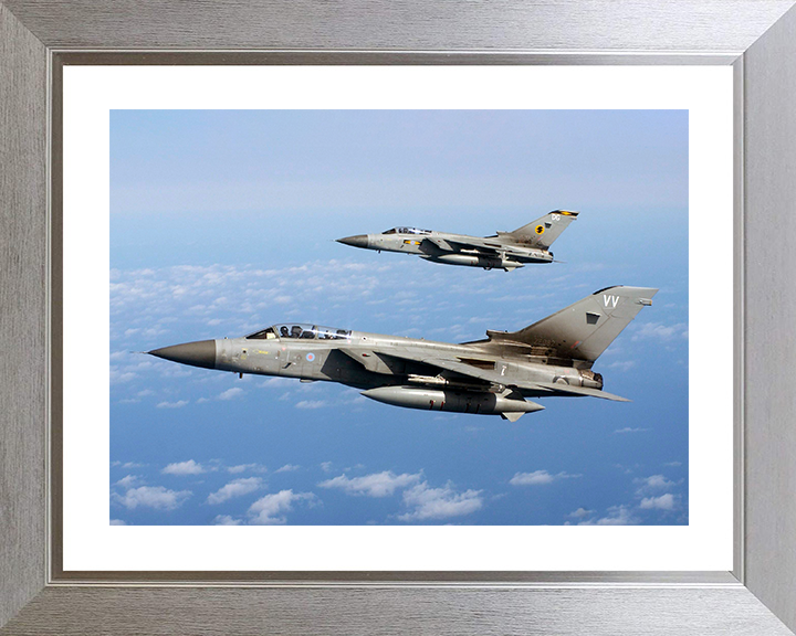 RAF Tornado F3s Over the Nevada Desert 2005 Photo Print - Royal Air Force Aircraft Posters, Prints, & Visual Artwork Hampshire Prints 10 x 8 Silver Frame Yes