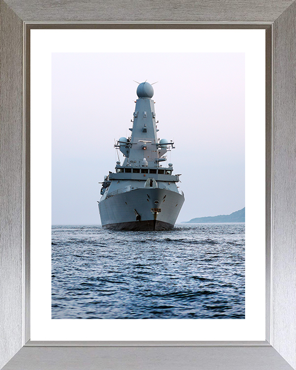 HMS Defender (D36) Royal Navy Type 45 Destroyer Low Bow View Photo Print Wall Art Decor Posters, Prints, & Visual Artwork Hampshire Prints 10 x 8 Silver Frame Yes