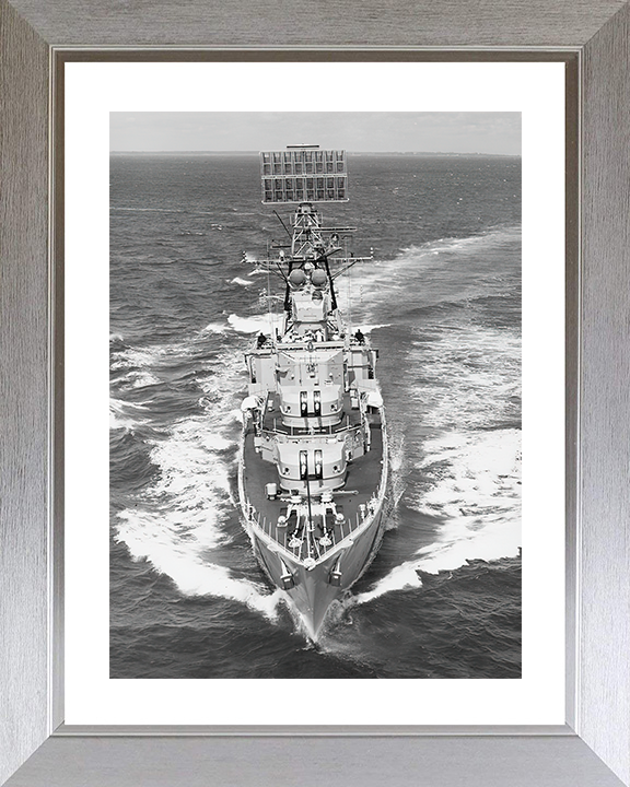 HMS Barrosa (D68) Royal Navy Battle Class Destroyer Bow View Photo Print Wall Art Decor Posters, Prints, & Visual Artwork Hampshire Prints 10 x 8 Silver Frame Yes
