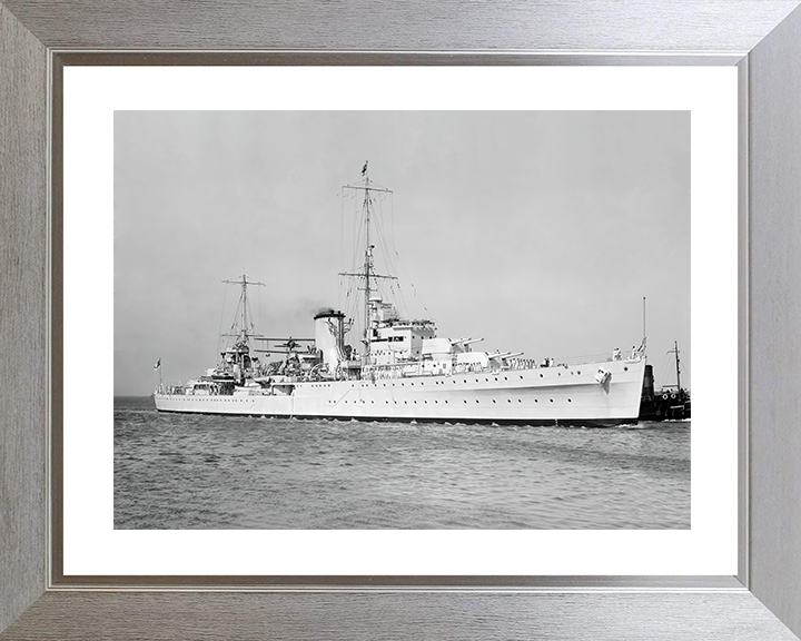 HMS Achilles (C70) Royal Navy Leander Class Light Cruiser Photo Print Starboard View Warship Wall Art Posters, Prints, & Visual Artwork Hampshire Prints 10 x 8 Silver Frame Yes
