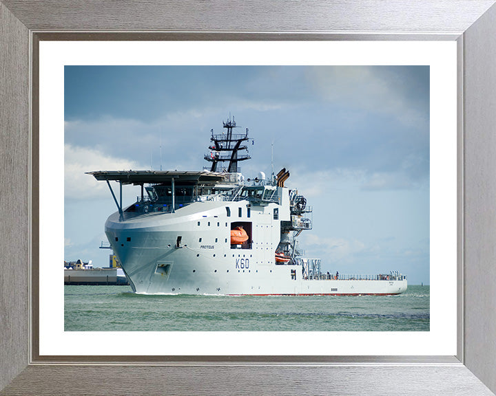 RFA Proteus (K60) Photo Print - Port Side View - Royal Fleet Auxiliary Ocean Surveillance Ship Hampshire Prints 10 x 8 Silver Frame Yes
