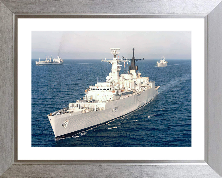 HMS Brazen (F91) Royal Navy Type 22 Frigate High Port Bow View Photo Print Wall Art Decor Posters, Prints, & Visual Artwork Hampshire Prints 10 x 8 Silver Frame Yes