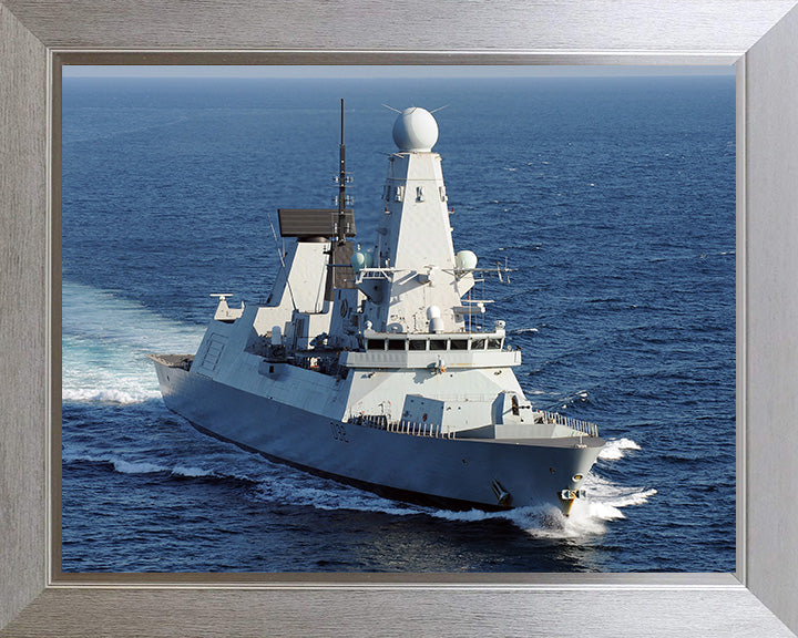 HMS Daring (D32) Photo Print - Starboard Bow View - Royal Navy Type 45 Destroyer Hampshire Prints 10 x 8 Silver Frame No