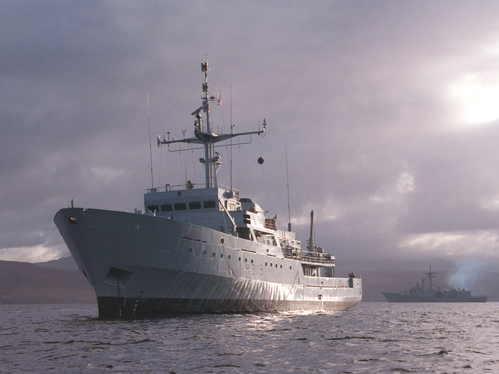 HMS Beagle (H319) Photo Print - With USS Stark - Royal Navy Bulldog Class Survey Vessel
