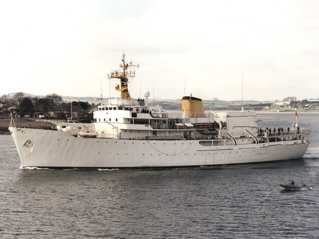 HMS Hecla (A133) Photo Print - Off Devonport - Royal Navy Hecla Class Survey Vessel