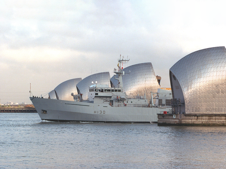 HMS Roebuck (H130) Photo Print - Thames Barrier - Royal Navy Coastal Survey Vessel