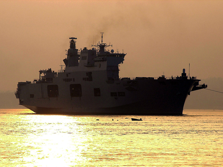 HMS Ocean (L12) Photo Print - at Sunset 2001 - Royal Navy Landing Platform Helicopter