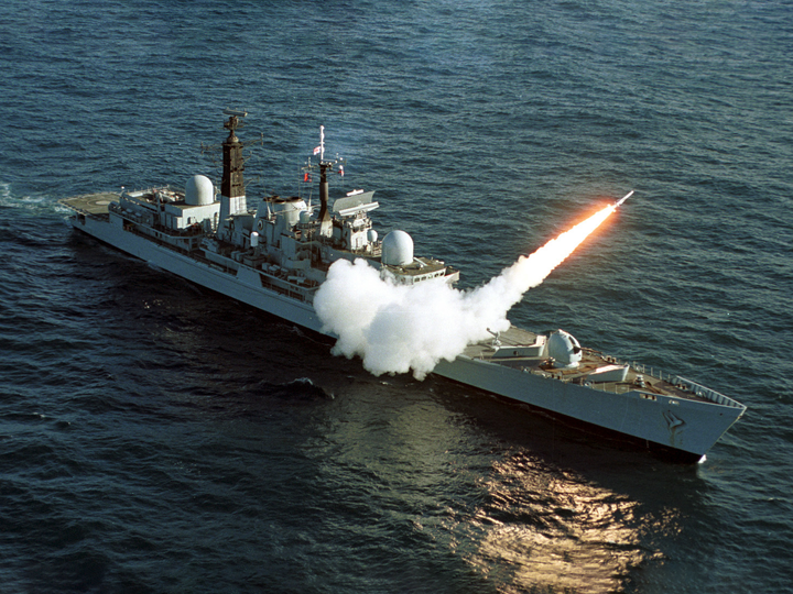 HMS Edinburgh (D97) Photo Print - Fires Sea Dart 2001 - Royal Navy Type 42 Destroyer