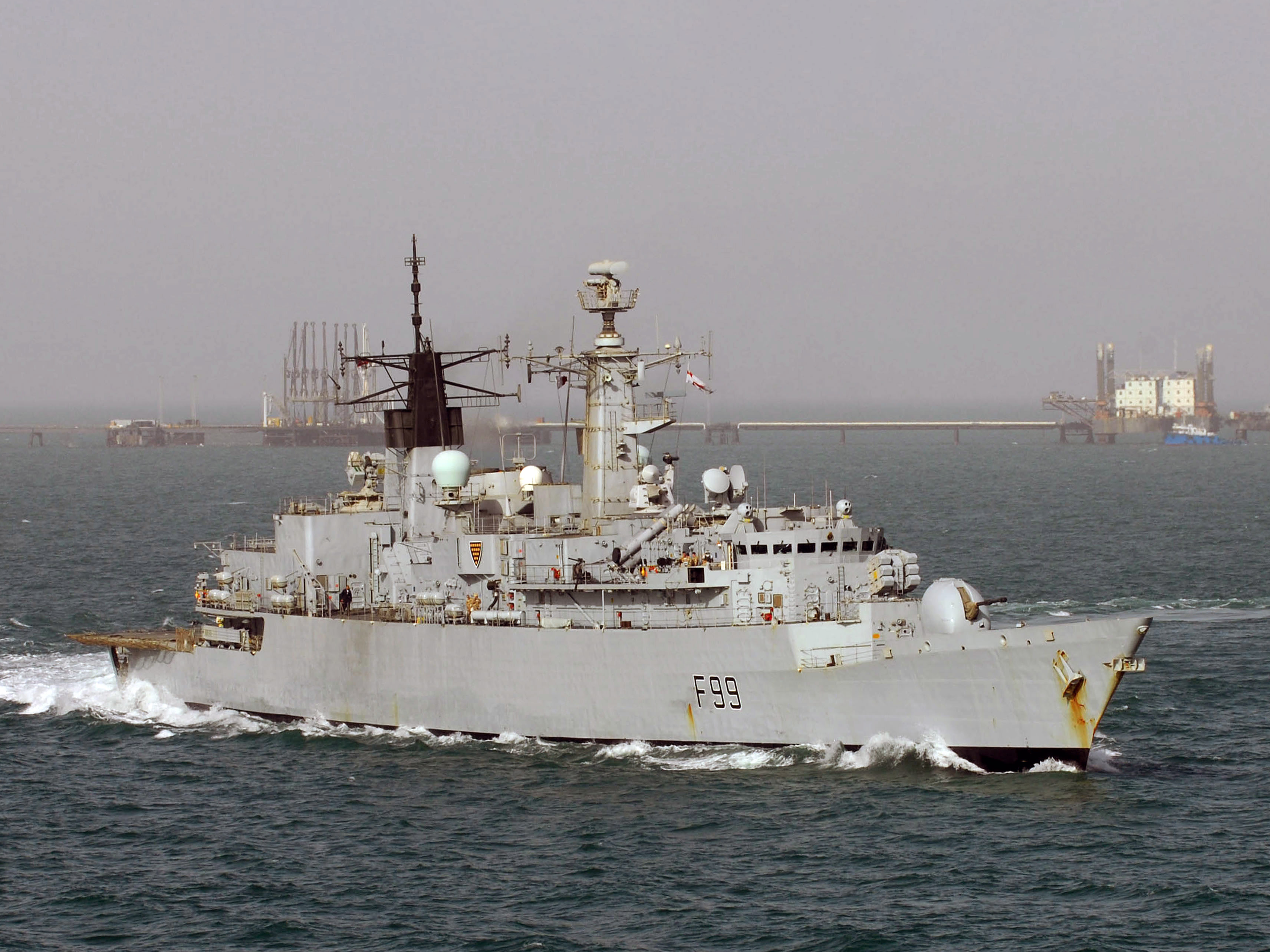 HMS Cornwall (F99) Royal Navy type 22 Frigate Arabian Gulf 2007 Photo ...