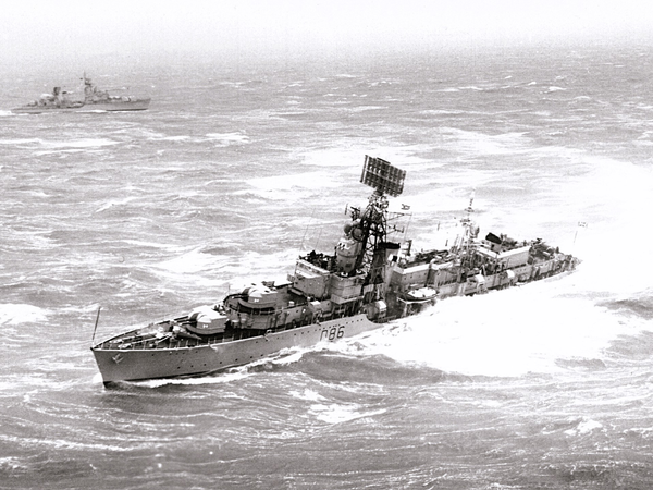 HMS Agincourt D86 Battle Class Destroyer 1962 Port Side View