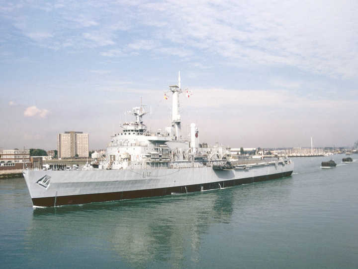 HMS Intrepid L11 Fearless Class Amphibious Ship September 1989 Leaving Portsmouth Photo Print - Posters, Prints, & Visual Artwork - by Hampshire Prints (image 1 of 9)