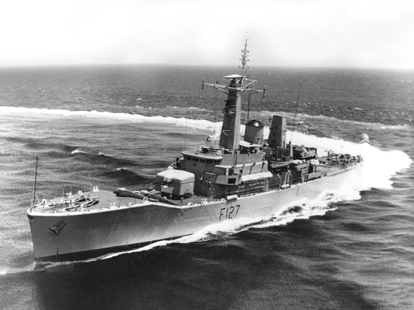HMS Penelope F127 Leander Class Frigate Port View At Sea