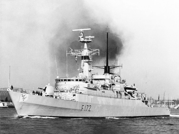 HMS Ambuscade F172 Type 21 Frigate Leaving Portsmouth