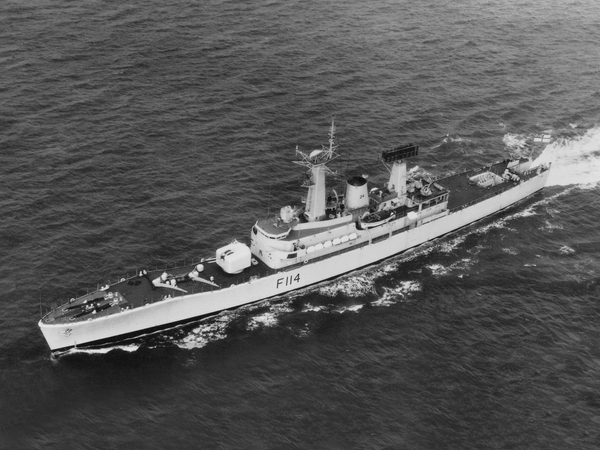 HMS Ajax F114 Leander Class Frigate Underway