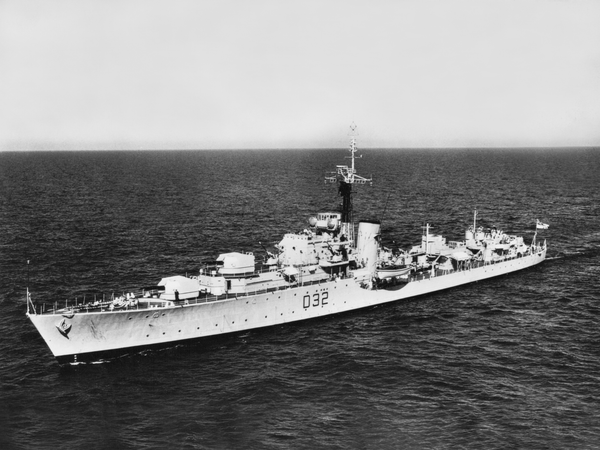 HMS Camperdown D32 Battle Class Destroyer At Sea