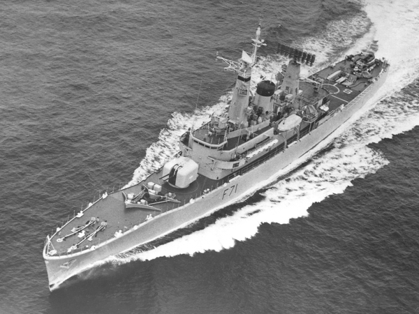 HMS Scylla F71 Leander Class Frigate From Above