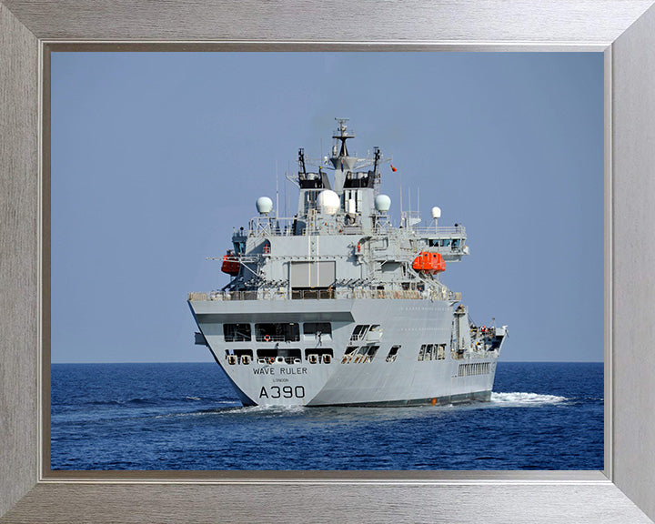 RFA Wave Ruler (A390) Photo Print - Stern View - Royal Fleet Auxiliary Wave Class Fleet Tanker Hampshire Prints 10 x 8 Silver Frame No