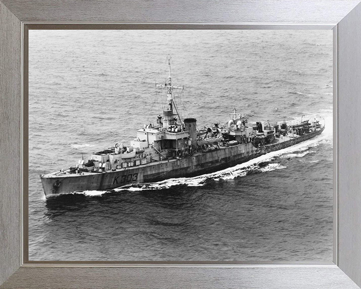 HMS Lossie (K303) Photo Print - at sea - Royal Navy River Class Frigate Posters, Prints, & Visual Artwork Hampshire Prints 10 x 8 Silver Frame No