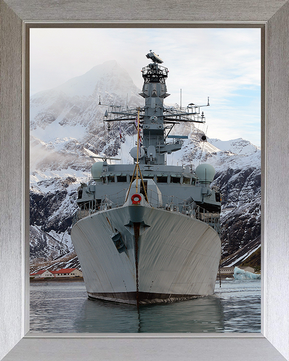 HMS Argyll (F231) Royal Navy Type 23 Frigate South Georgia 2013 Wall Art Photo Print Decor Posters, Prints, & Visual Artwork Hampshire Prints 10 x 8 Silver Frame No
