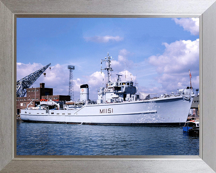 HMS Iveston (M1151) Photo Print - Alongside - Royal Navy Ton Class Minesweeper Hampshire Prints 10 x 8 Silver Frame No