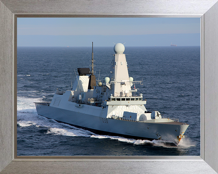 HMS Dauntless (D33) Royal Navy Type 45 Destroyer Underway Starboard Bow View Photo Print Wall Art Decor Posters, Prints, & Visual Artwork Hampshire Prints 10 x 8 Silver Frame No