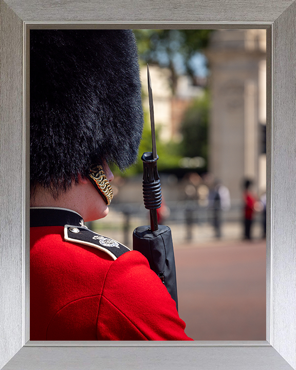 Grenadier Guard lining the street in London Photo Print - British Army Hampshire Prints 10 x 8 Silver Frame No
