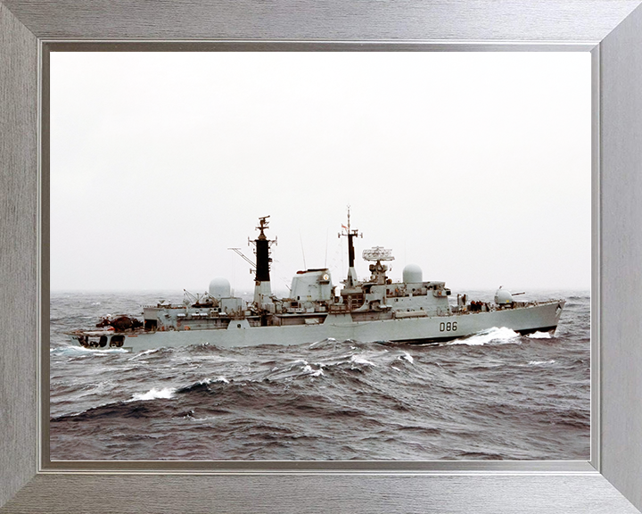 HMS Birmingham (D86) Royal Navy Type 42 Destroyer Underway Port View Photo Print Wall Art Decor Posters, Prints, & Visual Artwork Hampshire Prints 10 x 8 Silver Frame No