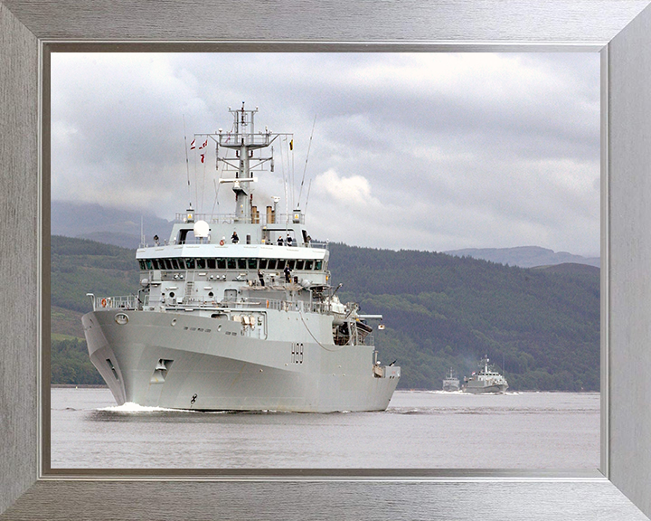 HMS Enterprise (H88) Photo Print - Faslane 2005 - Royal Navy Hydrographic Survey Vessel Hampshire Prints 10 x 8 Silver Frame No