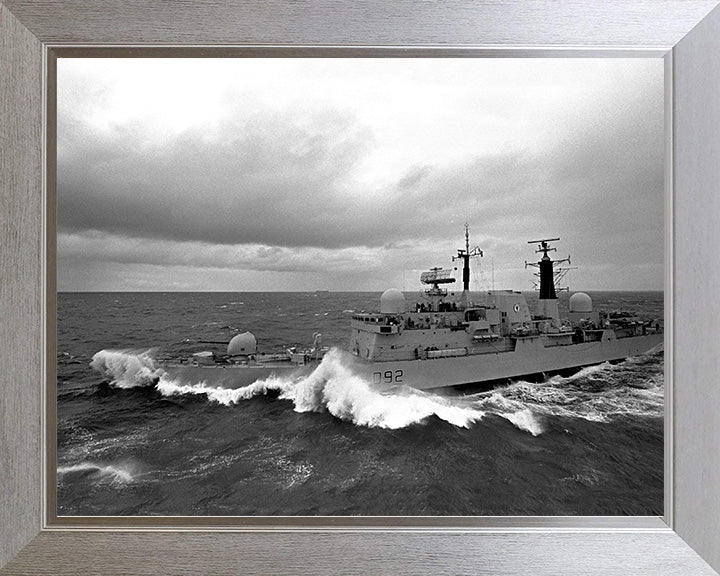 HMS Liverpool (D92) Photo Print - Port Side View - Royal Navy Type 42 Destroyer Hampshire Prints 10 x 8 Silver Frame No