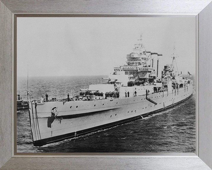 HMS Shropshire (73) Photo Print - Port Side View - Royal Navy County Class Heavy Cruiser Posters, Prints, & Visual Artwork Hampshire Prints 10 x 8 Silver Frame No