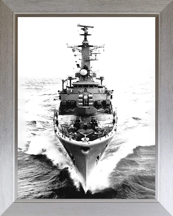 HMS Scylla (F71) Photo Print - Bow View at Sea - Royal Navy Leander Class Frigate Posters, Prints, & Visual Artwork Hampshire Prints 10 x 8 Silver Frame No