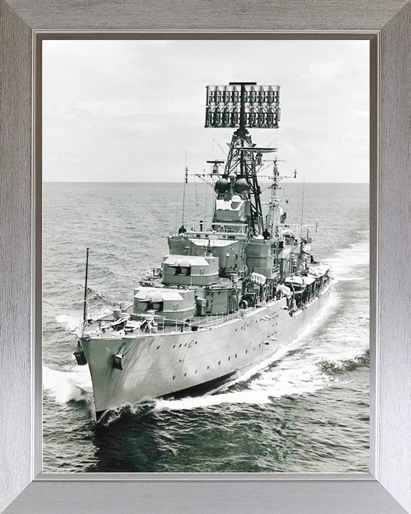 HMS Agincourt (D86) Royal Navy Battle Class Destroyer Photo Print Port Bow View Warship Wall Art Posters, Prints, & Visual Artwork Hampshire Prints 10 x 8 Silver Frame No
