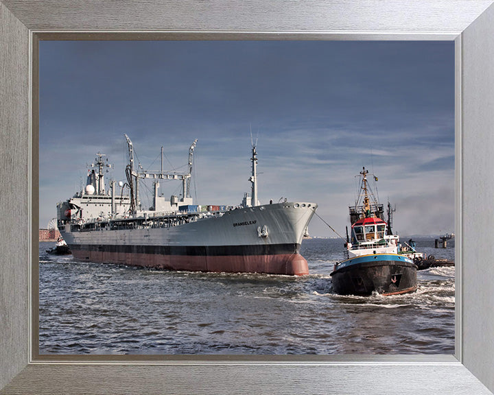 RFA Orangeleaf (A110) Photo Print - With Tug - Royal Fleet Auxiliary Leaf Class Tanker Hampshire Prints 10 x 8 Silver Frame No
