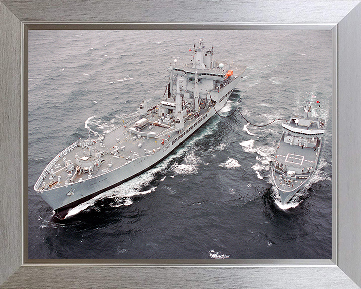 RFA Wave Knight (A389) Photo Print - RAS With HMS Echo 03 - Royal Fleet Auxiliary Wave Class Tanker Posters, Prints, & Visual Artwork Hampshire Prints 10 x 8 Silver Frame No