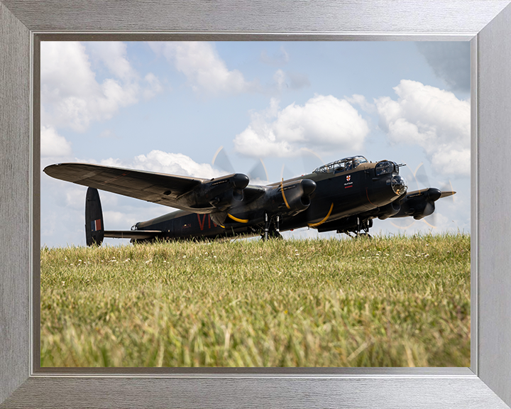 RAF Lancaster Bomber Before Takeoff Photo Print - Royal Air Force Aircraft Hampshire Prints 10 x 8 Silver Frame No