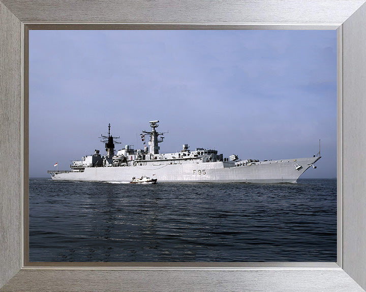 HMS London (F95) Photo Print - Starboard View - Royal Navy Type 22 Frigate Hampshire Prints 10 x 8 Silver Frame No