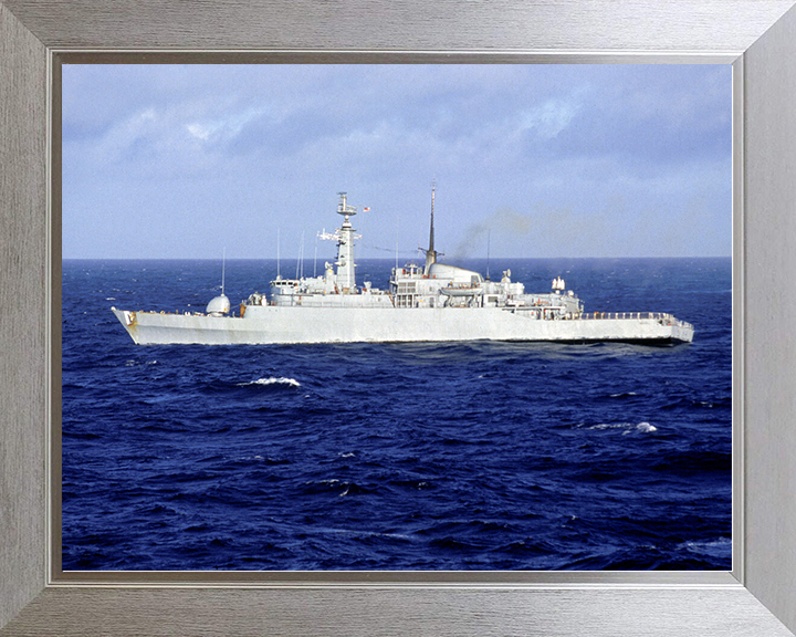 HMS Ambuscade (F172) Royal Navy Type 21 Frigate Underway Photo Print Wall Art Naval Decor Posters, Prints, & Visual Artwork Hampshire Prints 10 x 8 Silver Frame No