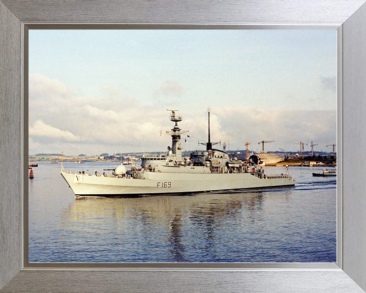 HMS Amazon (F169) Royal Navy Type 21 Frigate Leaving Harbour at Sunset Photo Print Wall Art Decor Posters, Prints, & Visual Artwork Hampshire Prints 10 x 8 Silver Frame No