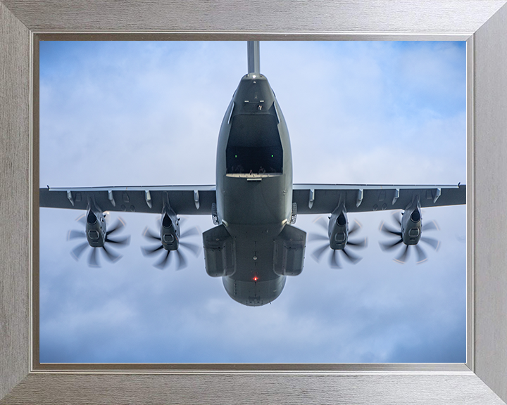 RAF Atlas A400M taking Fly Over Royal Air Force Aircraft Photo Print Wall Art Aviation Decor UK Posters, Prints, & Visual Artwork Hampshire Prints 10 x 8 Silver Frame No