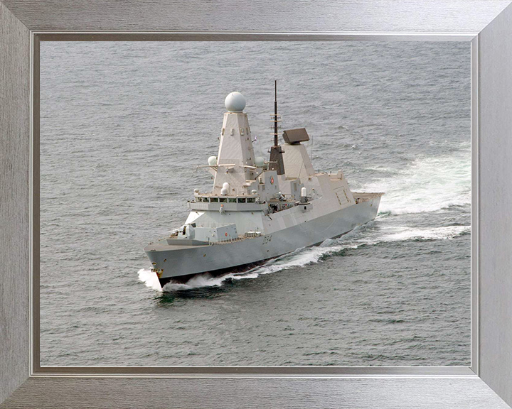 HMS Diamond (D34) Royal Navy Type 45 Destroyer Arabian Sea Photo Print Wall Art Decor Posters, Prints, & Visual Artwork Hampshire Prints 10 x 8 Silver Frame No